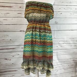 Poetry Boho Strapless Hi-low Multicolor dress